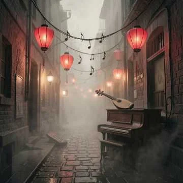 Crimson Lantern Haze (Version 2)