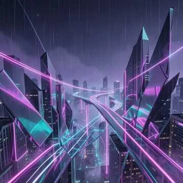 Fractured Neon Cascade