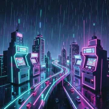 Neon Grid Sunrise