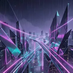 Fractured Neon Cascade