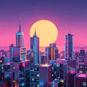 Pixel Grid Sunset